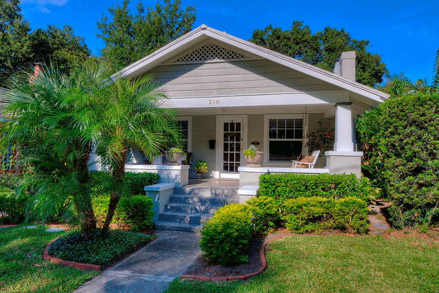Central Florida home with landscaped front entry